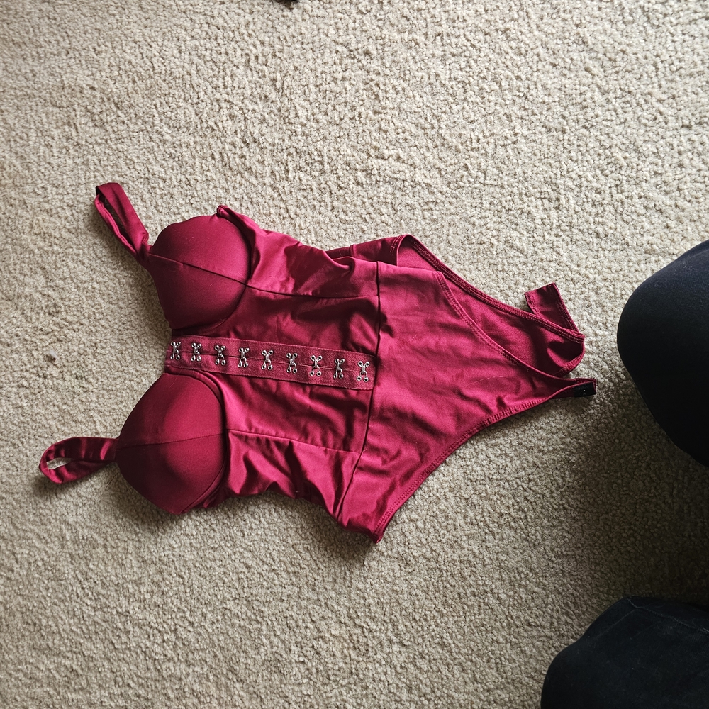 Red Corset-Style Bodysuit